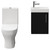 Napoli Compact Matt Black 400mm Cloakroom Vanity Unit and Toilet Suite including Jubilee Open Back Toilet and Wall Mounted Vanity Unit with Single Door and Chrome Handle View from Front