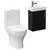 Napoli Compact Matt Black 400mm Cloakroom Vanity Unit and Toilet Suite including Jubilee Open Back Toilet and Wall Mounted Vanity Unit with Single Door and Chrome Handle Left Hand View