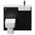 Napoli Combination Matt Black 1000mm Vanity Unit Toilet Suite with Right Hand Round Semi Recessed 1 Tap Hole Basin and 2 Doors with Matt Black Handles View from Front
