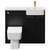 Napoli Combination Matt Black 1000mm Vanity Unit Toilet Suite with Right Hand Round Semi Recessed 1 Tap Hole Basin and 2 Doors with Brushed Brass Handles View from Front