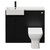 Napoli Combination Matt Black 1000mm Vanity Unit Toilet Suite with Left Hand Square Semi Recessed 1 Tap Hole Basin and 2 Doors with Matt Black Handles View from Front