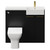 Napoli Combination Matt Black 1000mm Vanity Unit Toilet Suite with Right Hand Square Semi Recessed 1 Tap Hole Basin and 2 Doors with Brushed Brass Handles View from Front