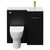 Napoli Combination Matt Black 900mm Vanity Unit Toilet Suite with Right Hand L Shaped 1 Tap Hole Round Basin and Single Door with Brushed Brass Handle View from Front