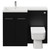 Napoli Combination Matt Black 1100mm Vanity Unit Toilet Suite with Left Hand L Shaped 1 Tap Hole Basin and 2 Doors with Chrome Handles View from Front