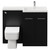 Napoli Combination Matt Black 1100mm Vanity Unit Toilet Suite with Right Hand L Shaped 1 Tap Hole Basin and 2 Doors with Chrome Handles View from Front