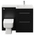 Napoli Combination Matt Black 1100mm Vanity Unit Toilet Suite with Right Hand L Shaped 1 Tap Hole Basin and 2 Drawers with Chrome Handles View from Front