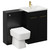 Napoli Matt Black 1100mm Vanity Unit Toilet Suite with 1 Tap Hole Basin and 2 Doors with Brushed Brass Handles Left Hand View
