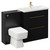 Napoli Matt Black 1300mm Vanity Unit Toilet Suite with 1 Tap Hole Basin and 2 Drawers with Brushed Brass Handles Left Hand View