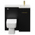 Napoli Combination Matt Black 900mm Vanity Unit Toilet Suite with Right Hand L Shaped 1 Tap Hole Basin and Single Door with Brushed Brass Handle View from Front