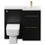 Napoli Combination Matt Black 1000mm Vanity Unit Toilet Suite with Right Hand L Shaped 1 Tap Hole Basin and 2 Drawers with Brushed Brass Handles View from Front