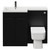 Napoli Combination Matt Black 1100mm Vanity Unit Toilet Suite with Left Hand L Shaped 1 Tap Hole Basin and 2 Doors with Gunmetal Grey Handles View from Front