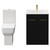 Napoli Matt Black 600mm Vanity Unit and Toilet Suite including Tacoma Comfort Height Toilet and Floor Standing Vanity Unit with 2 Drawers and Brushed Brass Handles View from Front