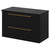 Napoli 390 Matt Black 800mm Wall Mounted Vanity Unit for Countertop Basins with 2 Drawers and Brushed Brass Handles Right Hand View