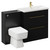 Napoli 390 Matt Black 1300mm Vanity Unit Toilet Suite with 1 Tap Hole Glide Basin and 2 Drawers with Brushed Brass Handles Left Hand View