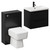 Napoli 390 Matt Black 1100mm Wall Mounted Vanity Unit Toilet Suite with 1 Tap Hole Glide Basin and 2 Drawers with Matt Black Handles Left Hand View