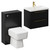 Napoli 390 Matt Black 1100mm Wall Mounted Vanity Unit Toilet Suite with 1 Tap Hole Glide Basin and 2 Drawers with Brushed Brass Handles Left Hand View
