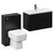 Napoli 390 Matt Black 1300mm Wall Mounted Vanity Unit Toilet Suite with 1 Tap Hole Glide Basin and 2 Drawers with Gunmetal Grey Handles Left Hand View