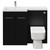 Napoli 390 Combination Matt Black 1100mm Vanity Unit Toilet Suite with Left Hand L Shaped 1 Tap Hole Basin and 2 Doors with Chrome Handles View from Front