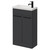 Napoli Gloss Grey 500mm Slimline Floor Standing 2 Door Vanity Unit with Basin and Matt Black Handles Right Hand View