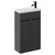 Napoli Gloss Grey 500mm Slimline Floor Standing 2 Door Vanity Unit with Basin and Matt Black Handles Left Hand View