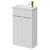 Napoli Gloss White 500mm Slimline Floor Standing 2 Door Vanity Unit with Basin and Brushed Brass Handles Right Hand View