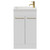 Napoli Gloss White 500mm Slimline Floor Standing 2 Door Vanity Unit with Basin and Brushed Brass Handles View from Front