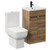 Alessio Tobacco Oak 500mm Vanity Unit and Toilet Suite including Open Back Toilet and Floor Standing Vanity Unit with 2 Doors and Matt Black Handles Left Hand View