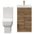 Alessio Tobacco Oak 500mm Vanity Unit and Toilet Suite including Open Back Toilet and Floor Standing Vanity Unit with 2 Doors and Brushed Brass Handles View from Front