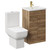Alessio Tobacco Oak 500mm Vanity Unit and Toilet Suite including Open Back Toilet and Floor Standing Vanity Unit with 2 Doors and Brushed Brass Handles Left Hand View