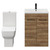 Alessio Tobacco Oak 600mm Vanity Unit and Toilet Suite including Open Back Toilet and Floor Standing Vanity Unit with 2 Doors and Matt Black Handles View from Front