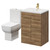 Alessio Tobacco Oak 600mm Vanity Unit and Toilet Suite including Open Back Toilet and Floor Standing Vanity Unit with 2 Doors and Brushed Brass Handles Right Hand View