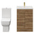Alessio Tobacco Oak 600mm Vanity Unit and Toilet Suite including Open Back Toilet and Floor Standing Vanity Unit with 2 Doors and Brushed Brass Handles View from Front