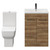 Alessio Tobacco Oak 600mm Vanity Unit and Toilet Suite including Open Back Toilet and Floor Standing Vanity Unit with 2 Doors and Gunmetal Grey Handles View from Front