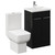 Alessio Matt Black 500mm Vanity Unit and Toilet Suite including Open Back Toilet and Floor Standing Vanity Unit with 2 Doors and Chrome Handles Left Hand View