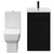 Alessio Matt Black 500mm Vanity Unit and Toilet Suite including Open Back Toilet and Floor Standing Vanity Unit with 2 Doors and Matt Black Handles View from Front
