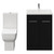 Alessio Matt Black 600mm Vanity Unit and Toilet Suite including Open Back Toilet and Floor Standing Vanity Unit with 2 Doors and Chrome Handles View from Front