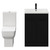 Alessio Matt Black 600mm Vanity Unit and Toilet Suite including Open Back Toilet and Floor Standing Vanity Unit with 2 Doors and Matt Black Handles View from Front