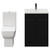 Alessio Matt Black 600mm Vanity Unit and Toilet Suite including Open Back Toilet and Floor Standing Vanity Unit with 2 Doors and Gunmetal Grey Handles View from Front