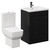Alessio Matt Black 600mm Vanity Unit and Toilet Suite including Open Back Toilet and Floor Standing Vanity Unit with 2 Doors and Gunmetal Grey Handles Left Hand View