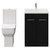 Alessio Matt Black 600mm Vanity Unit and Toilet Suite including Comfort Height Toilet and Floor Standing Vanity Unit with 2 Doors and Chrome Handles View from Front