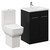 Alessio Matt Black 600mm Vanity Unit and Toilet Suite including Comfort Height Toilet and Floor Standing Vanity Unit with 2 Doors and Chrome Handles Left Hand View