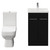 Turin Matt Black 500mm Floor Standing Vanity Unit and Toilet Suite with 1 Tap Hole Glide Basin and 2 Doors with Chrome Handles View from Front