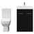 Turin Matt Black 600mm Floor Standing Vanity Unit and Toilet Suite with 1 Tap Hole Glide Basin and 2 Doors with Chrome Handles View from Front