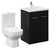 Turin Matt Black 600mm Floor Standing Vanity Unit and Toilet Suite with 1 Tap Hole Glide Basin and 2 Doors with Chrome Handles Left Hand View