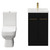 Turin Matt Black 500mm Floor Standing Vanity Unit and Toilet Suite with 1 Tap Hole Glide Basin and 2 Doors with Brushed Brass Handles View from Front