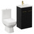 Turin Matt Black 500mm Floor Standing Vanity Unit and Toilet Suite with 1 Tap Hole Glide Basin and 2 Doors with Brushed Brass Handles Left Hand View