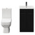 Turin Matt Black 500mm Floor Standing Vanity Unit and Toilet Suite with 1 Tap Hole Glide Basin and 2 Doors with Gunmetal Grey Handles View from Front