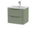 Nuie Lunar Satin Green 600mm Wall Hung 2 Drawer Vanity Unit and Thin Edge Ceramic Basin - LUN802B Main Image