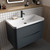 Nuie Lunar Satin Soft Black 800mm Wall Hung 2 Drawer Vanity Unit and Thin Edge Ceramic Basin - LUN1404B Lifestyle View thumbnail