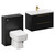 Napoli Cento 390 Nero Oak 1400mm Wall Mounted Vanity Unit Toilet Suite with 1 Tap Hole Basin and 2 Drawers with Brushed Brass Handles Left Hand View